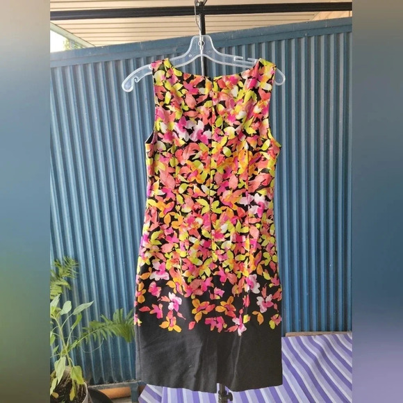 Chetta B  Sleeveless Flowered Dress Size 6 Black with pink, yellow, green, white - Picture 4 of 12